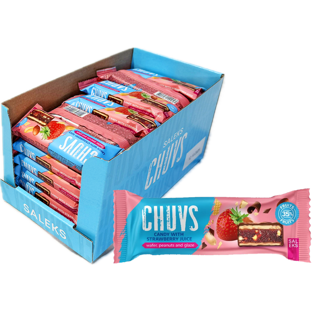 CHUVS gyümölcsszelet, pirított mogyoróval és eperrel 30g