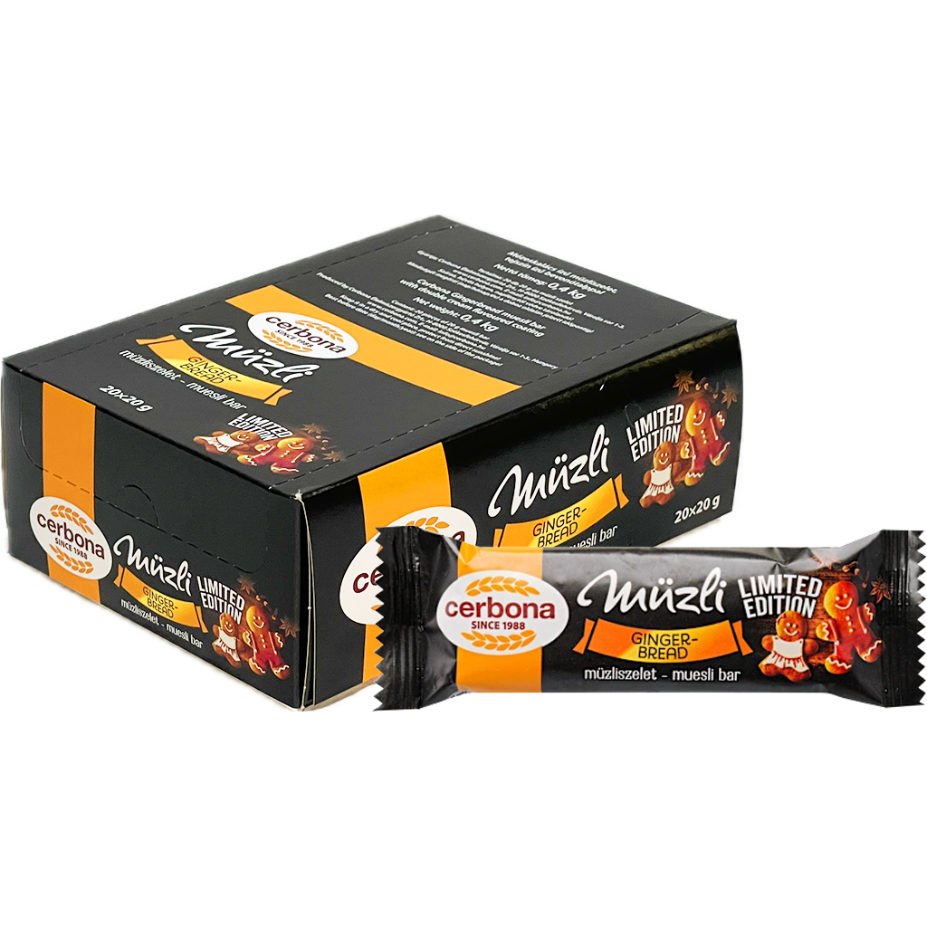 Cerbona müzliszelet limitált mézeskalács ízű 20g Cerbona müzliszelet limitált mézeskalács ízű 20g