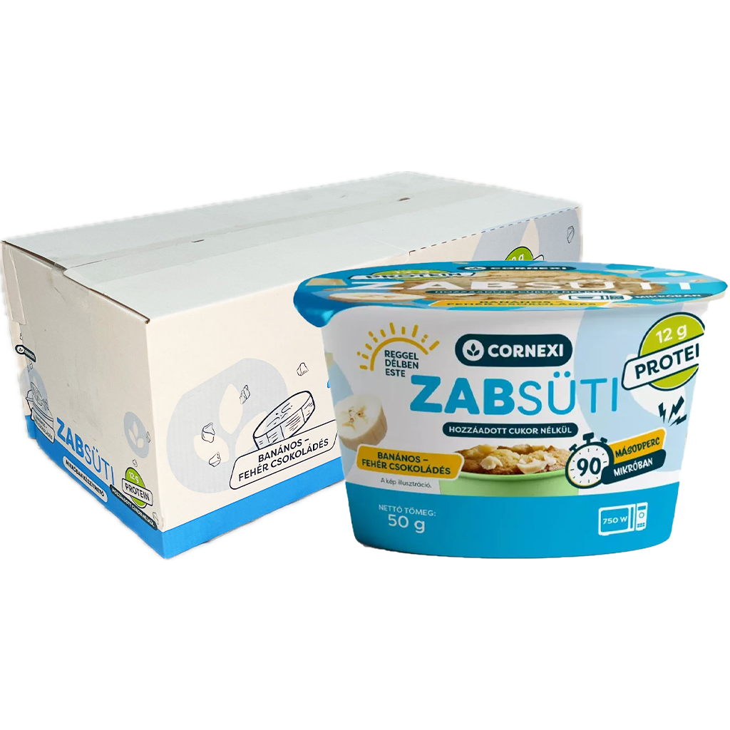 Cornexi Protein Zabsüti - banános-fehércsokoládés alappor zabbal, poharas sütemény készítéséhez 55g