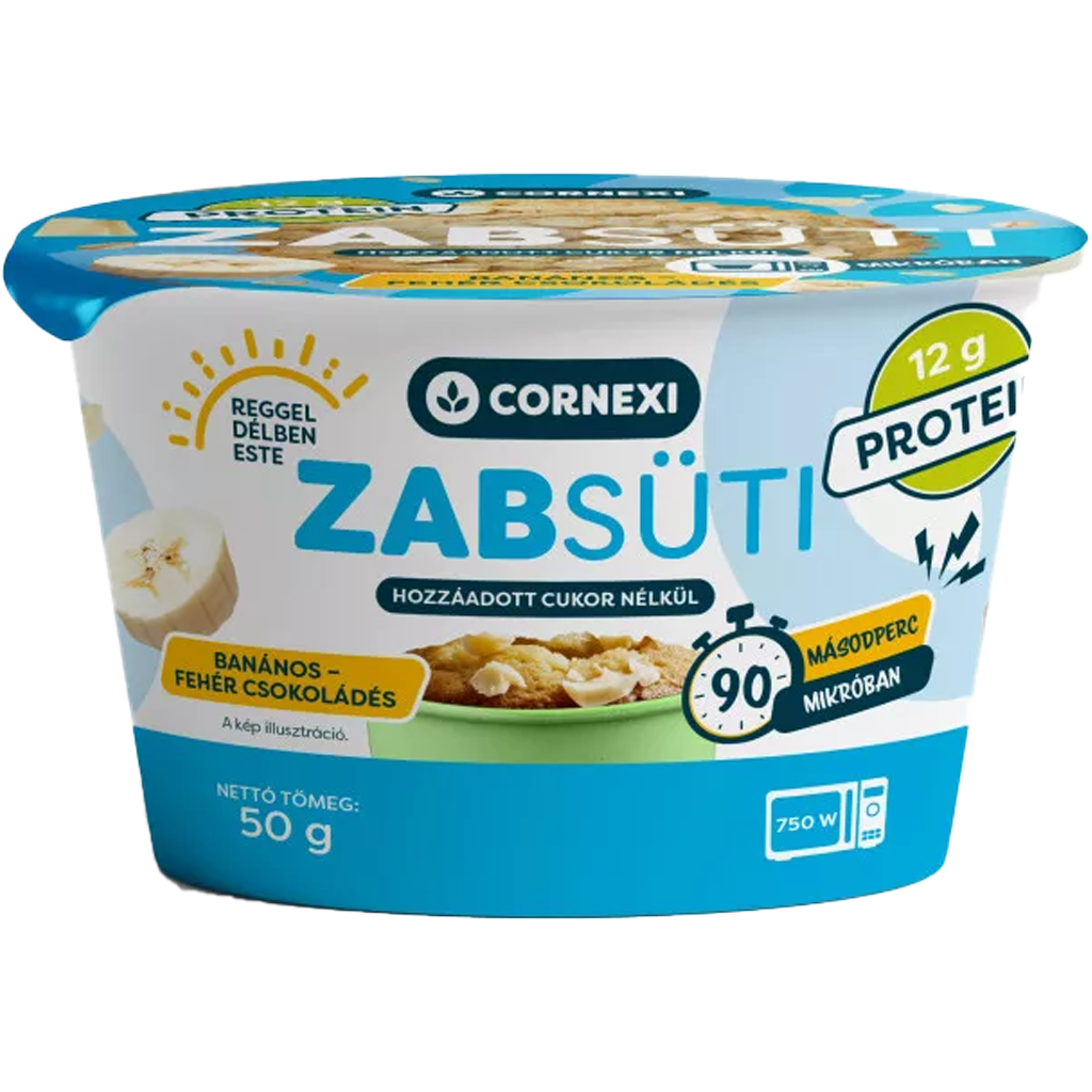 Cornexi Protein Zabsüti - banános-fehércsokoládés alappor zabbal, poharas sütemény készítéséhez 55g