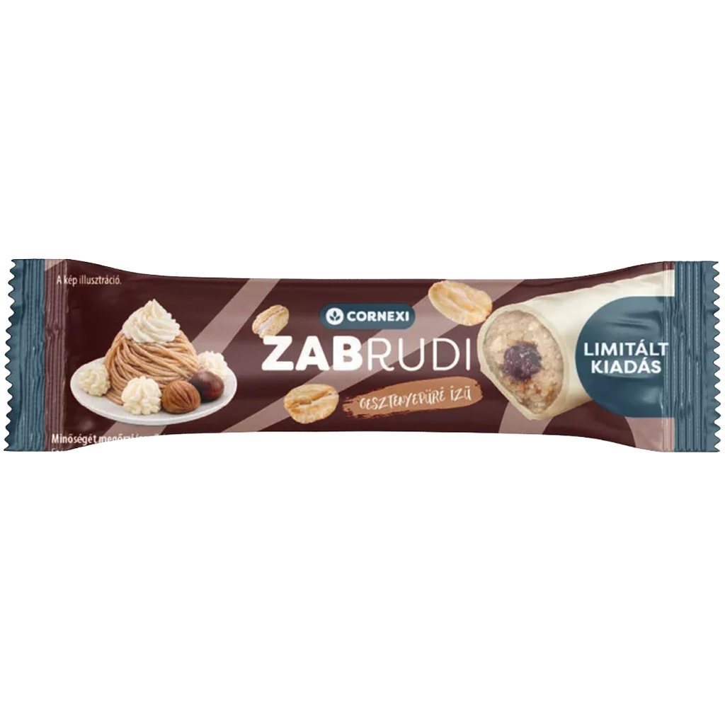 Cornexi Zabrudi Gesztenyés, vaníliaízű töltelékkel töltött gesztenyeízű zabrúd, fehérbev. 30g Cornexi Zabrudi Gesztenyés, vaníliaízű töltelékkel töltött gesztenyeízű zabrúd, fehérbev. 30g