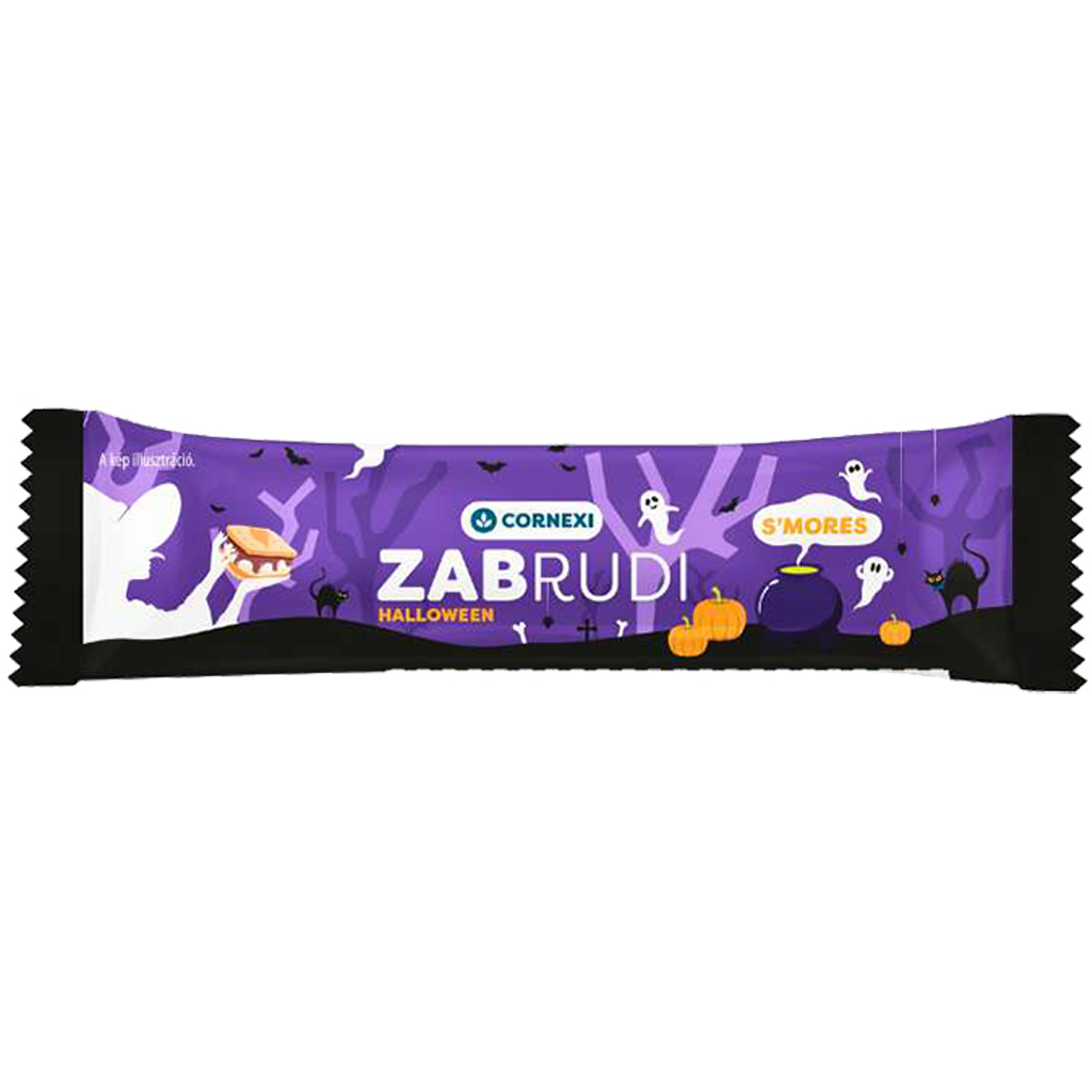 Cornexi Zabrudi Halloween Vaníliás töltelékkel, pillecukorízű zabrúd kakaós tejbevonattal 30g