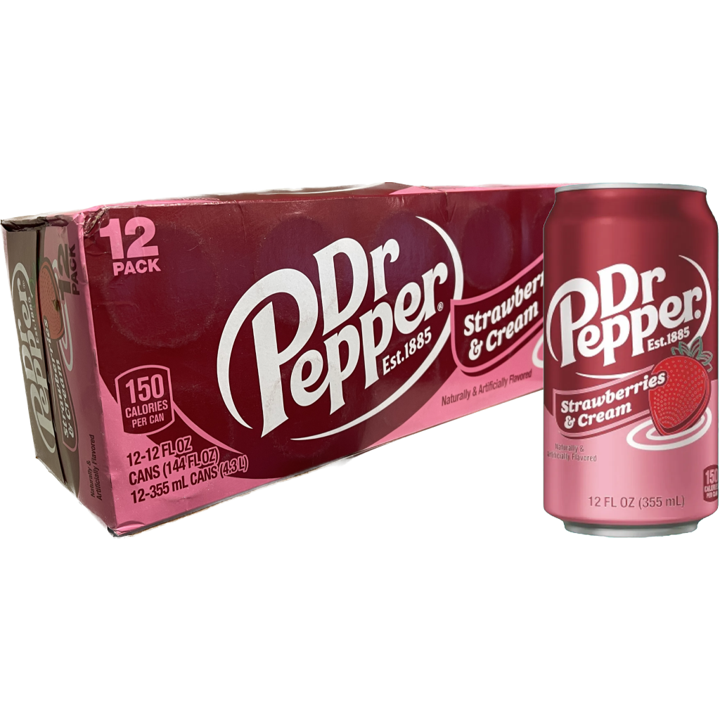 Dr. Pepper Strawberries and Cream eperkrém ízű szénsavas üdítőital 355ml  DRS