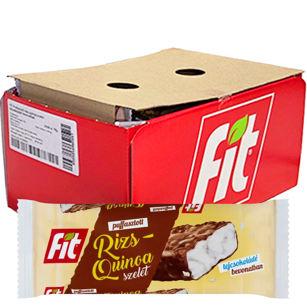 FIT Puffasztott rizs-quinoa szelet tejcsokoládé bevonattal 18g