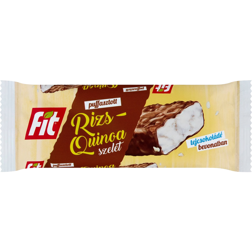 FIT Puffasztott rizs-quinoa szelet tejcsokoládé bevonattal 18g