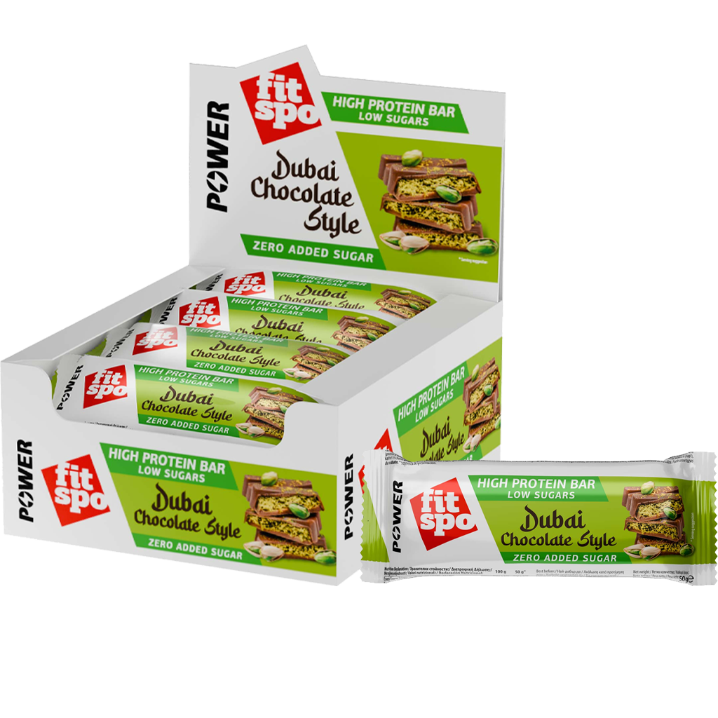 FitSpo High Protein bar Dubai Chocolate 50g
