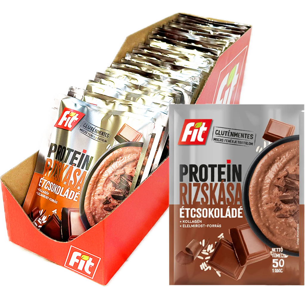 Fit Protein Rizskása kollagénnel és étcsokoládéval, Gluténmentes 50g Fit Protein Rizskása kollagénnel és étcsokoládéval, Gluténmentes 50g
