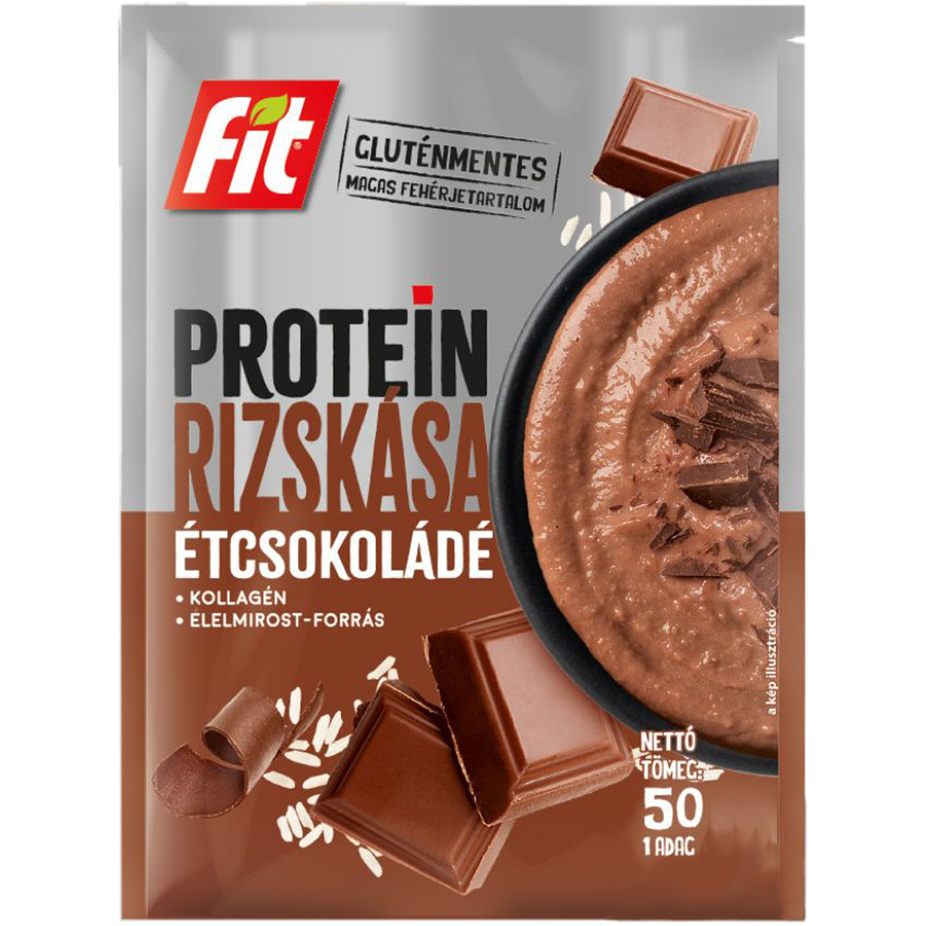 Fit Protein Rizskása kollagénnel és étcsokoládéval, Gluténmentes 50g Fit Protein Rizskása kollagénnel és étcsokoládéval, Gluténmentes 50g