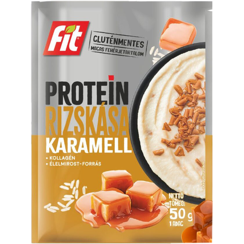 Fit Protein Rizskása kollagénnel és karamellel, Gluténmentes 50g Fit Protein Rizskása kollagénnel és karamellel, Gluténmentes 50g