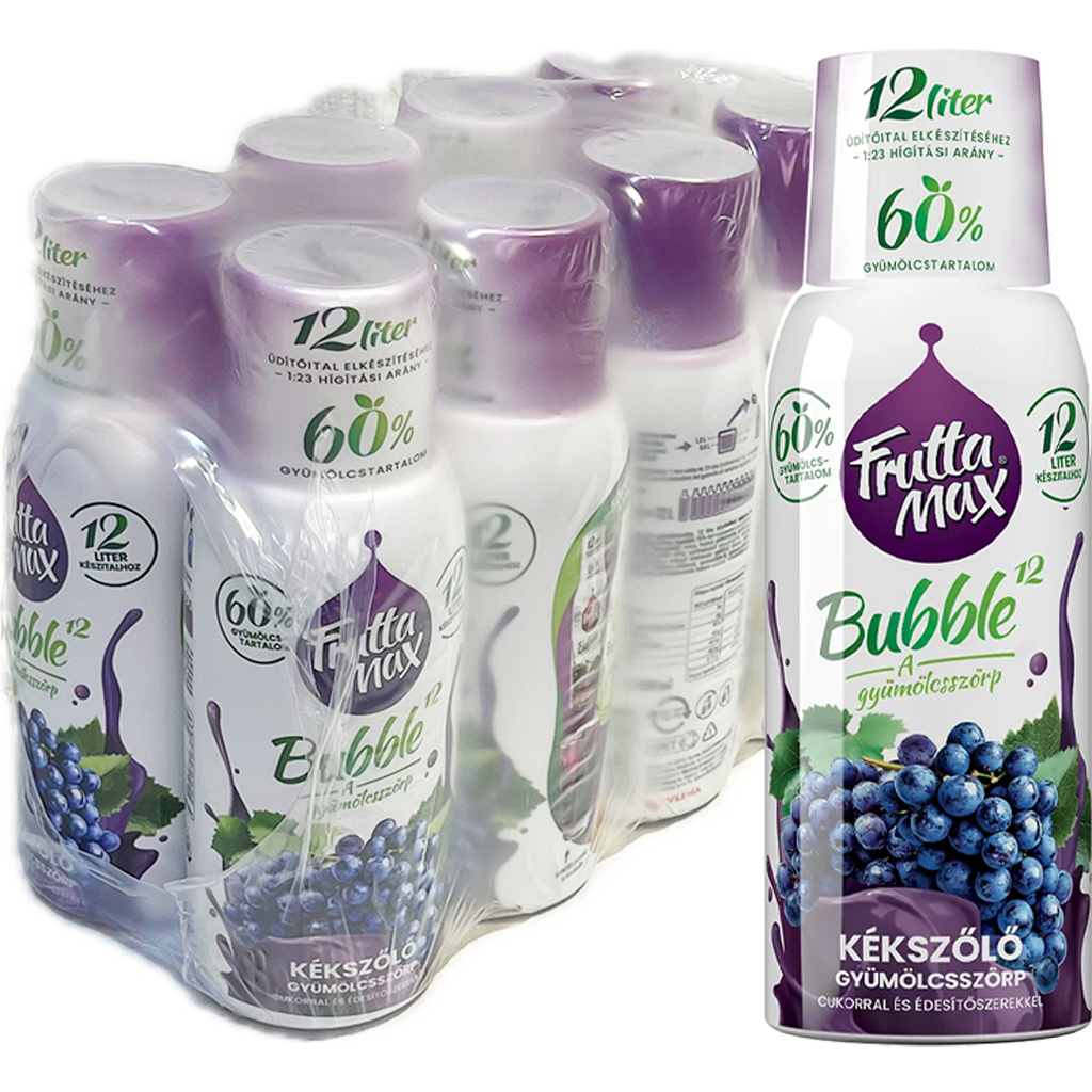 Frutta Max Bubble kékszőlő gyümölcsszörp 500ml DRS Frutta Max Bubble kékszőlő gyümölcsszörp 500ml DRS