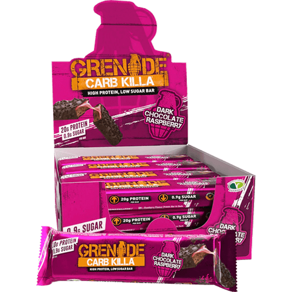 Grenade High Protein Bar 60g Dark Chocolate Raspberry Grenade High Protein Bar 60g Dark Chocolate Raspberry