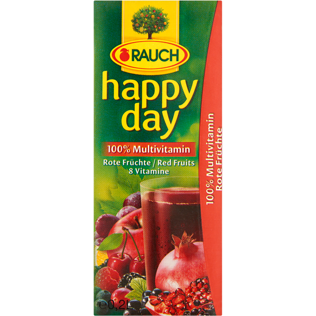 Happy Day szívószálas Piros Multivitamin 100% 0,2l 1,27