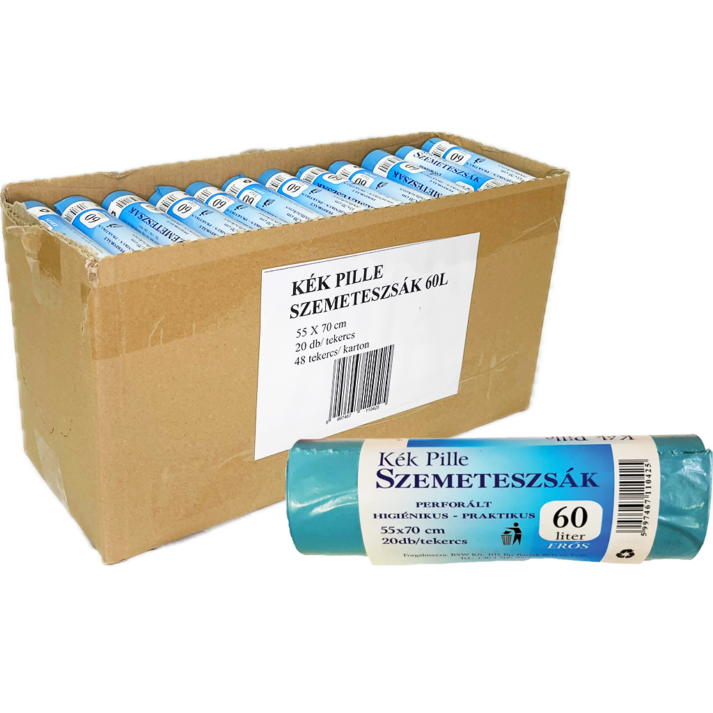 Kék Pille szemeteszsák 60l kék 20db-os