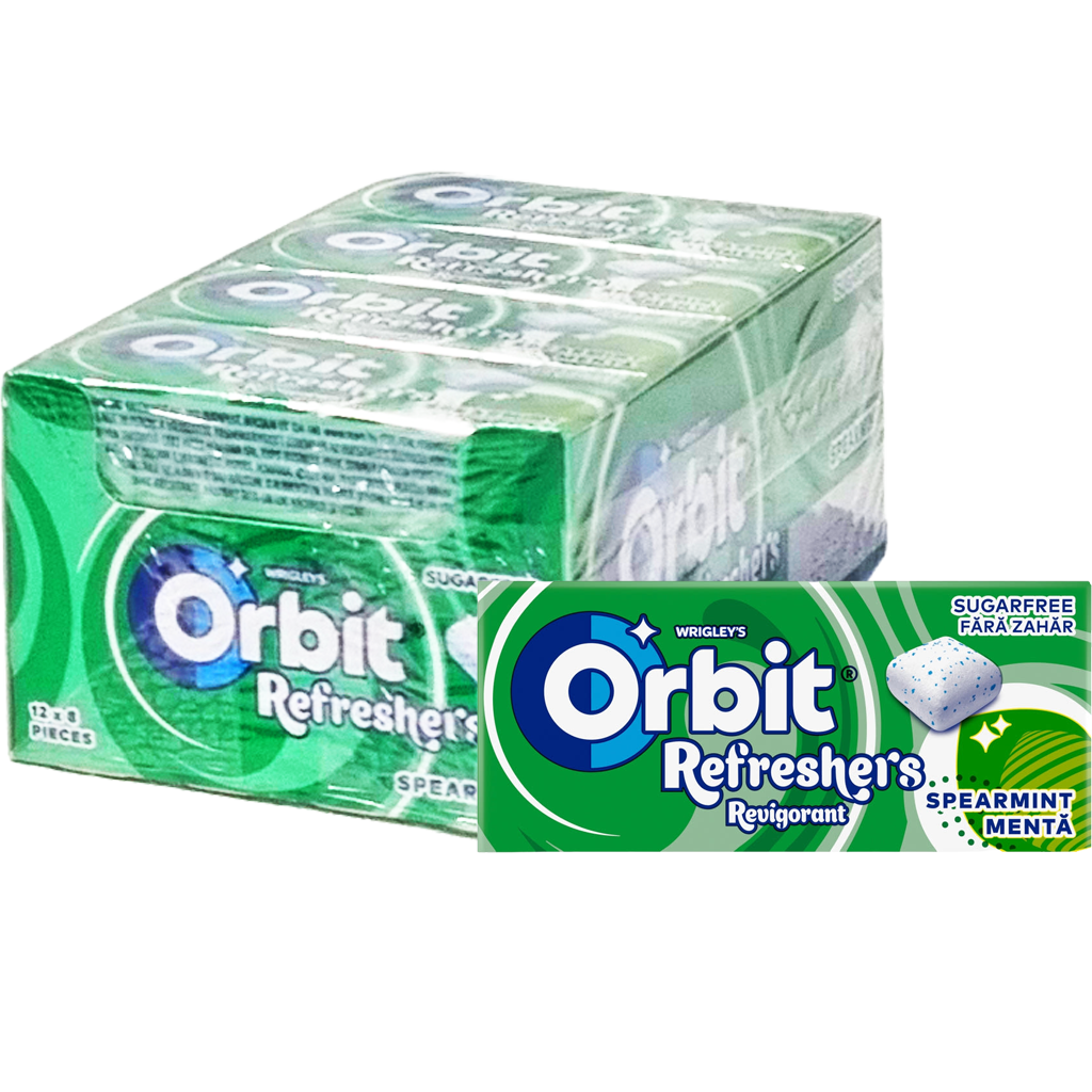 Orbit Refreshers Spearmint menta- és mentolízű cukormentes rágógumi (8db) Orbit Refreshers Spearmint menta- és mentolízű cukormentes rágógumi (8db)