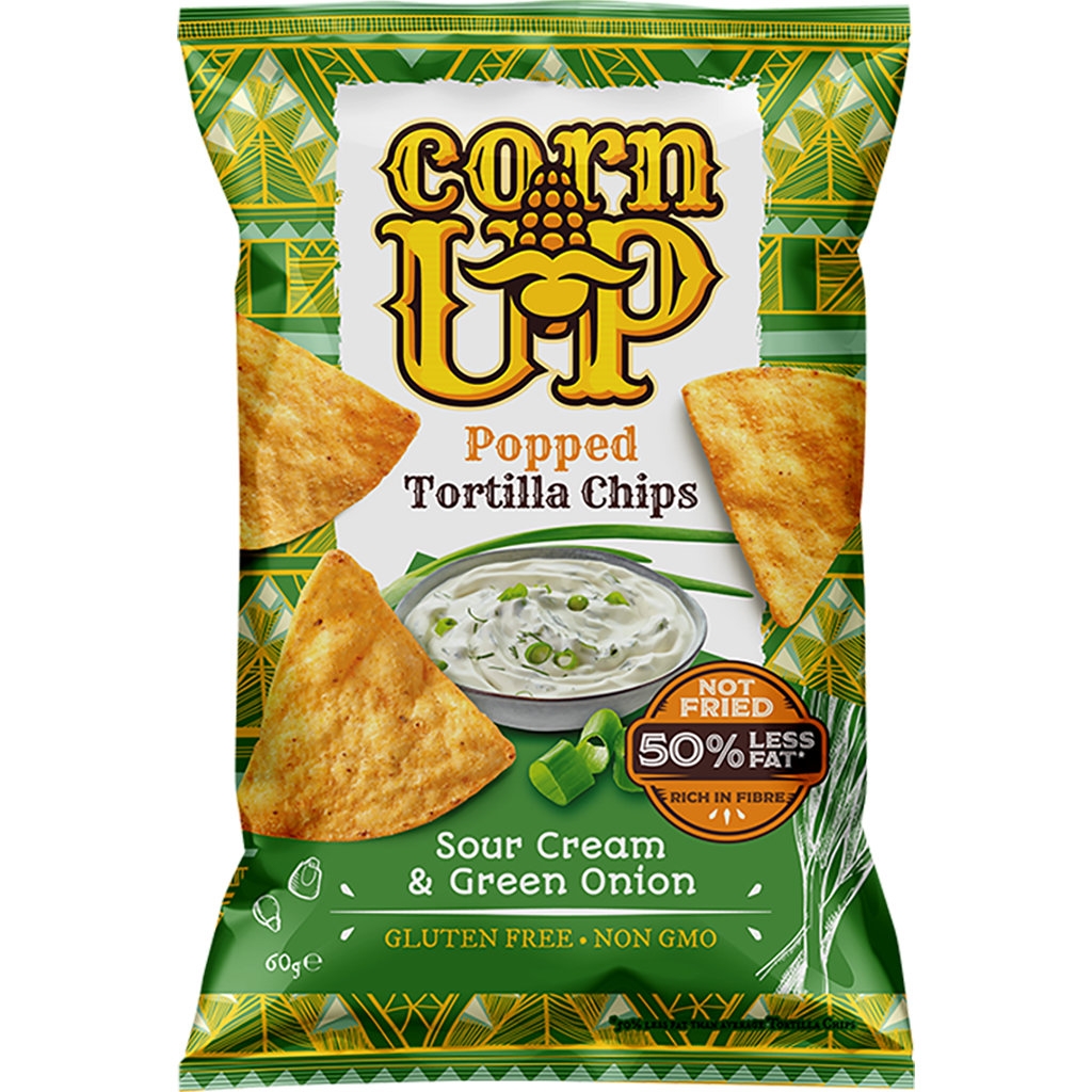 Rice Up! CornUP! Tortilla Chips, Hagymás-Tejfölös ízesítéssel, 60g