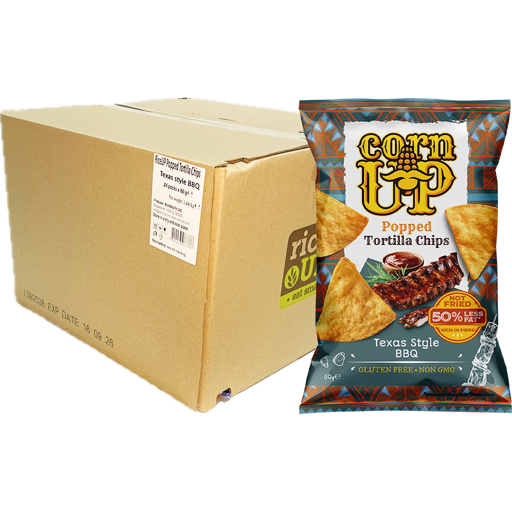 Rice Up! CornUP! Tortilla Chips, Texas Stílusú BBQ ízesítéssel, 60g