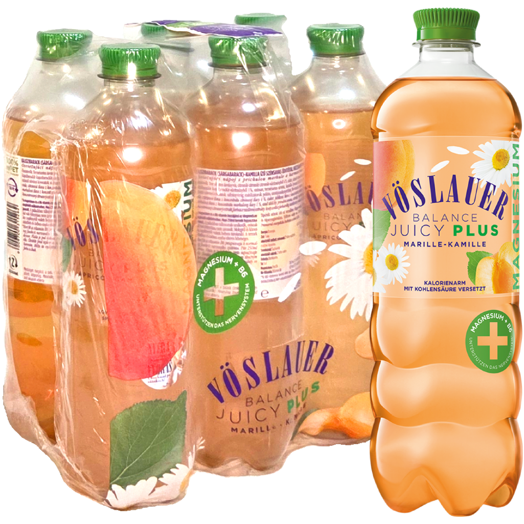 Vöslauer Juicy Plus Sárgabarack–kamilla szénsavas üdítő 750ml DRS Vöslauer Juicy Plus Sárgabarack–kamilla szénsavas üdítő 750ml DRS