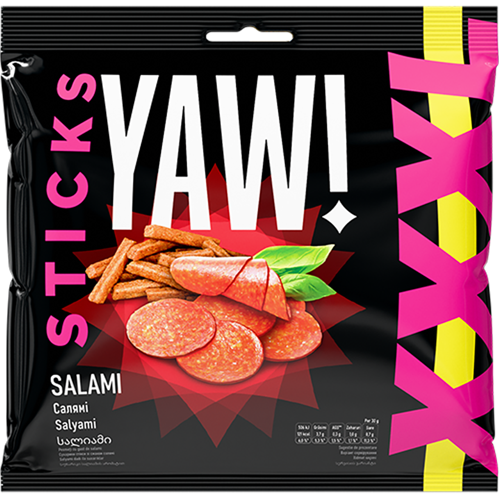 Yaw Sticks szalámi ízű sós snack 120g